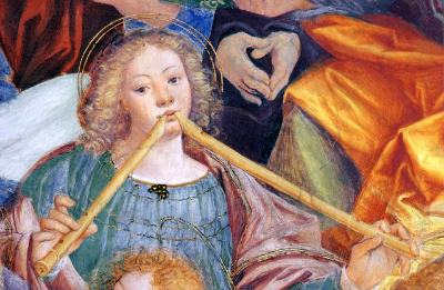 Ausschnitt aus dem Gemälde Konzert der Engel, Gaudenzio Ferrari, 1534-1536